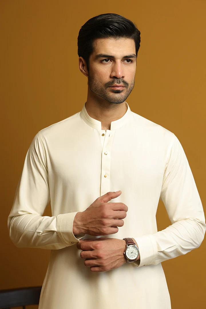 Cream Boski Kameez Shalwar for Men | Mastorat