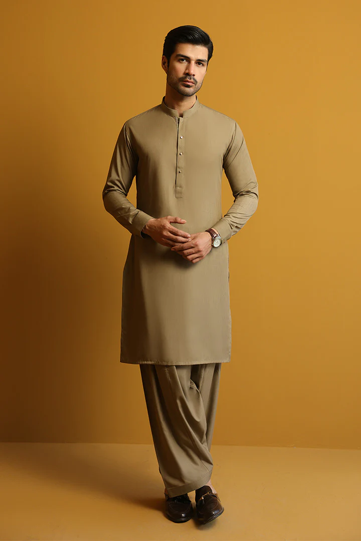 Dark Khaki Men's Shalwar Kameez | Mastorat