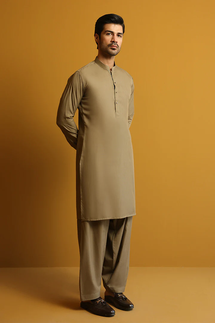 Dark Khaki Men's Shalwar Kameez | Mastorat