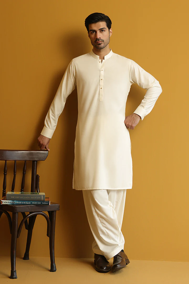 Premium Ivory Kameez Shalwar for Men | Mastorat