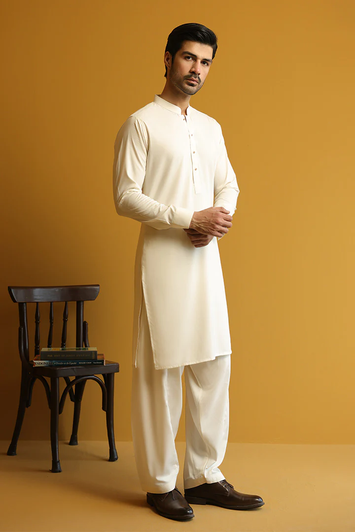 Premium Ivory Kameez Shalwar for Men | Mastorat - Image 3