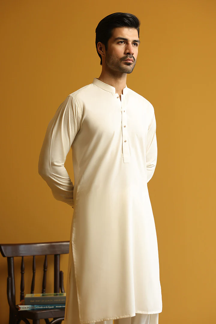 Premium Ivory Kameez Shalwar for Men | Mastorat - Image 4