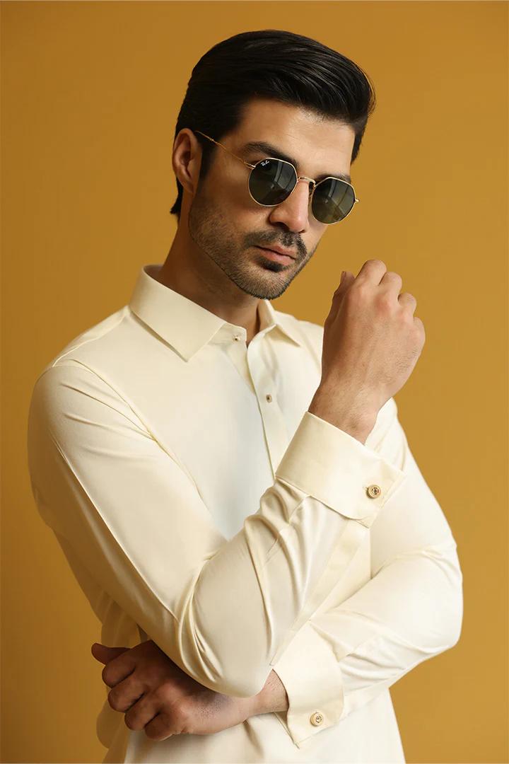 Cream Boski Kameez Shalwar for Men | Mastorat