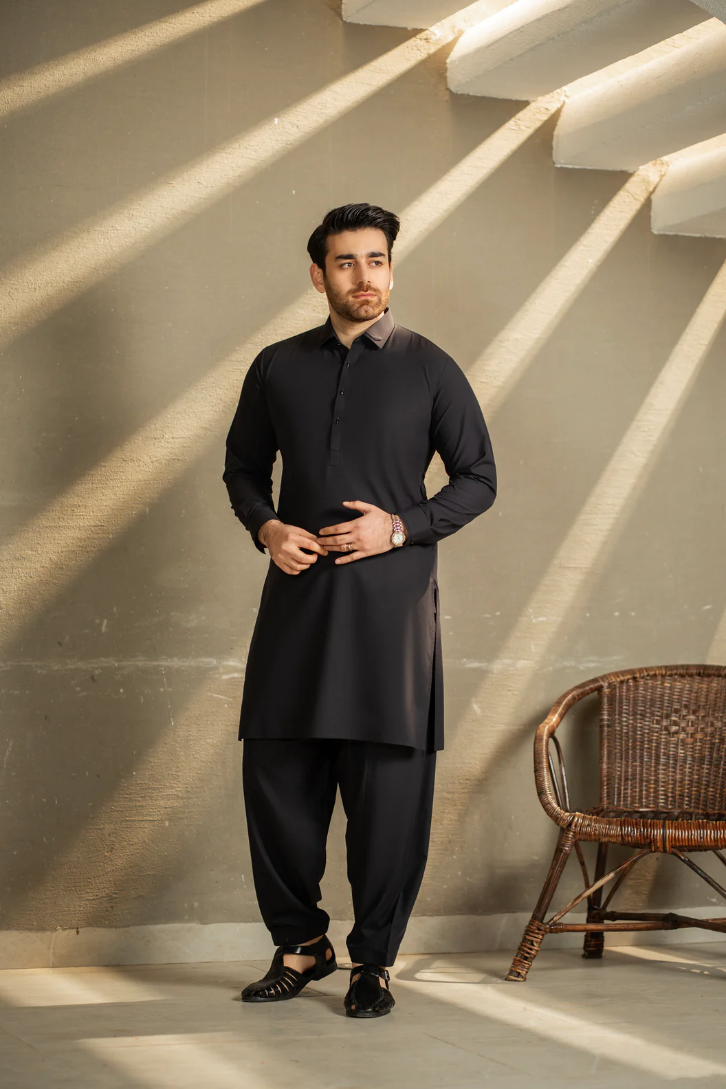 Black Shirt Color Shalwar Kameez C-10213 | Mastorat