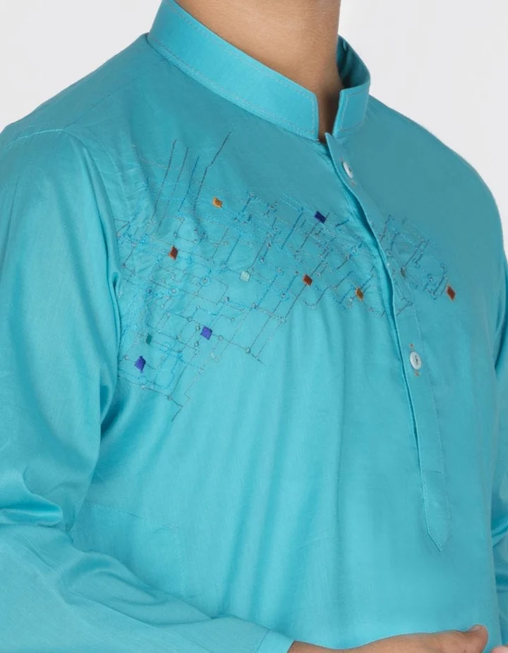 Pakistani Designer Kids Turquoise Kurta | Mastorat