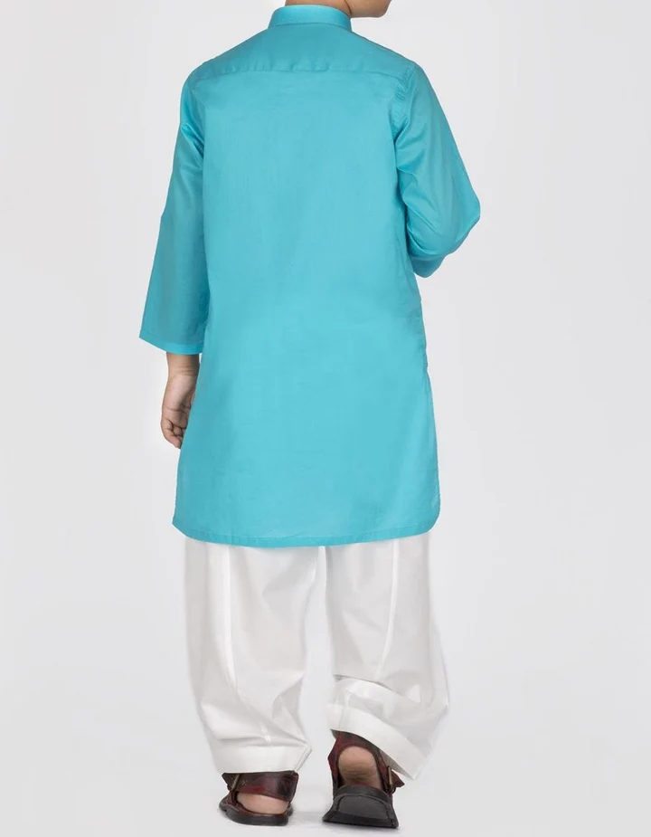 Pakistani Designer Kids Turquoise Kurta | Mastorat
