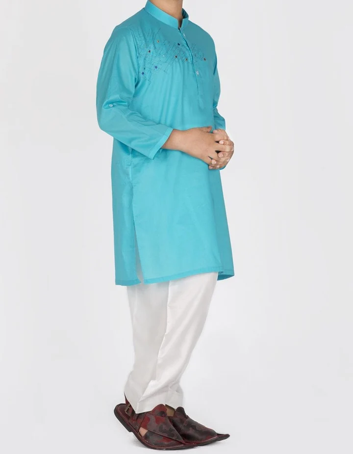 Pakistani Designer Kids Turquoise Kurta | Mastorat