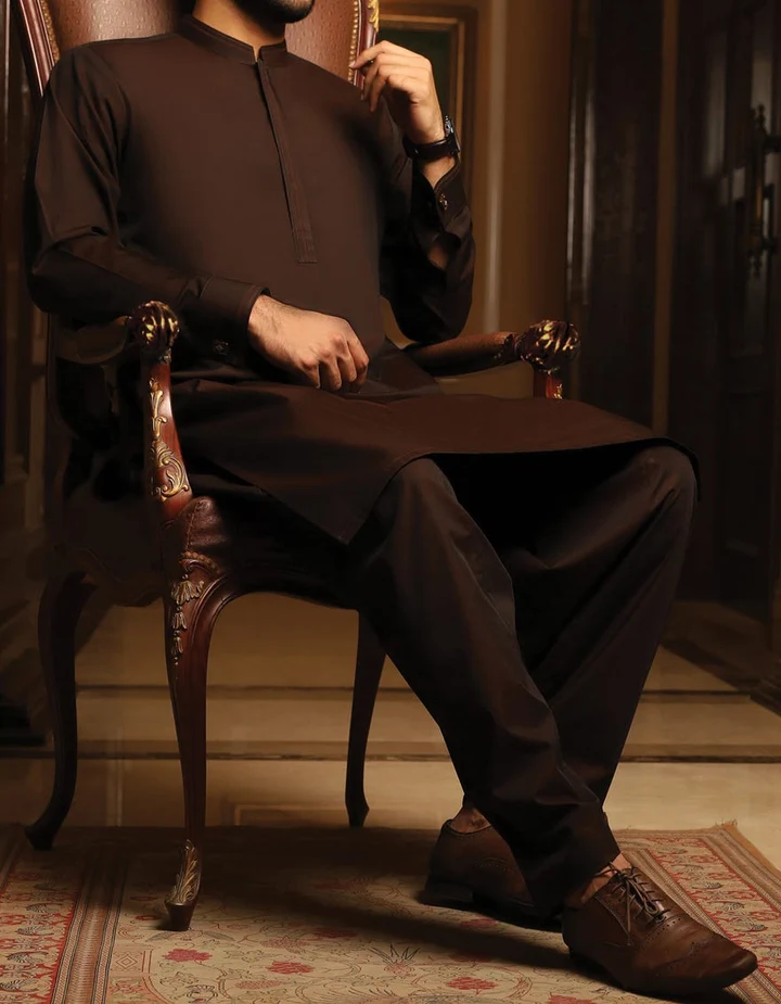Brown Eid Kurta for Men with Cotton Shalwar | Mastorat