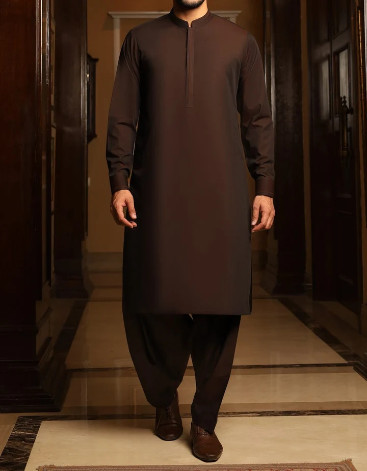 Brown Eid Kurta for Men with Cotton Shalwar | Mastorat