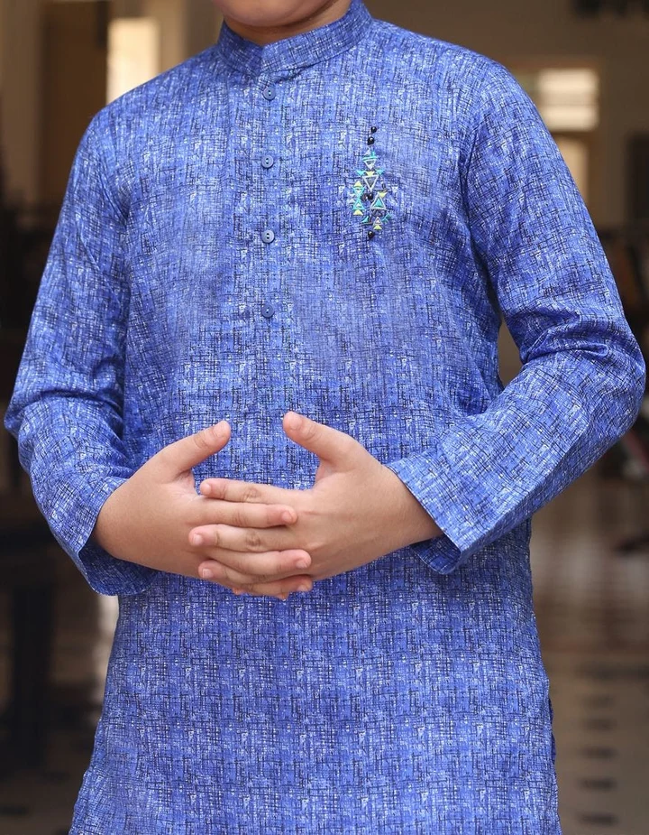 Pakistani Machine Embroidered Electric Blue Kurta K2307
