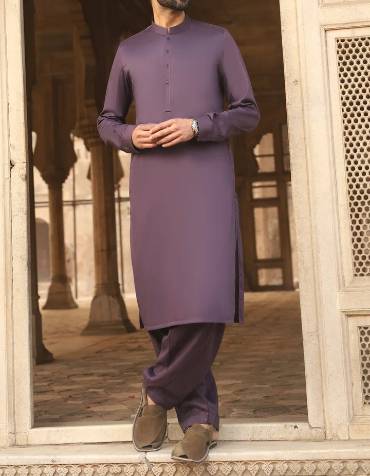 Purple Men Wear for Eid Cotton Shalwar Kameez | Mastorat