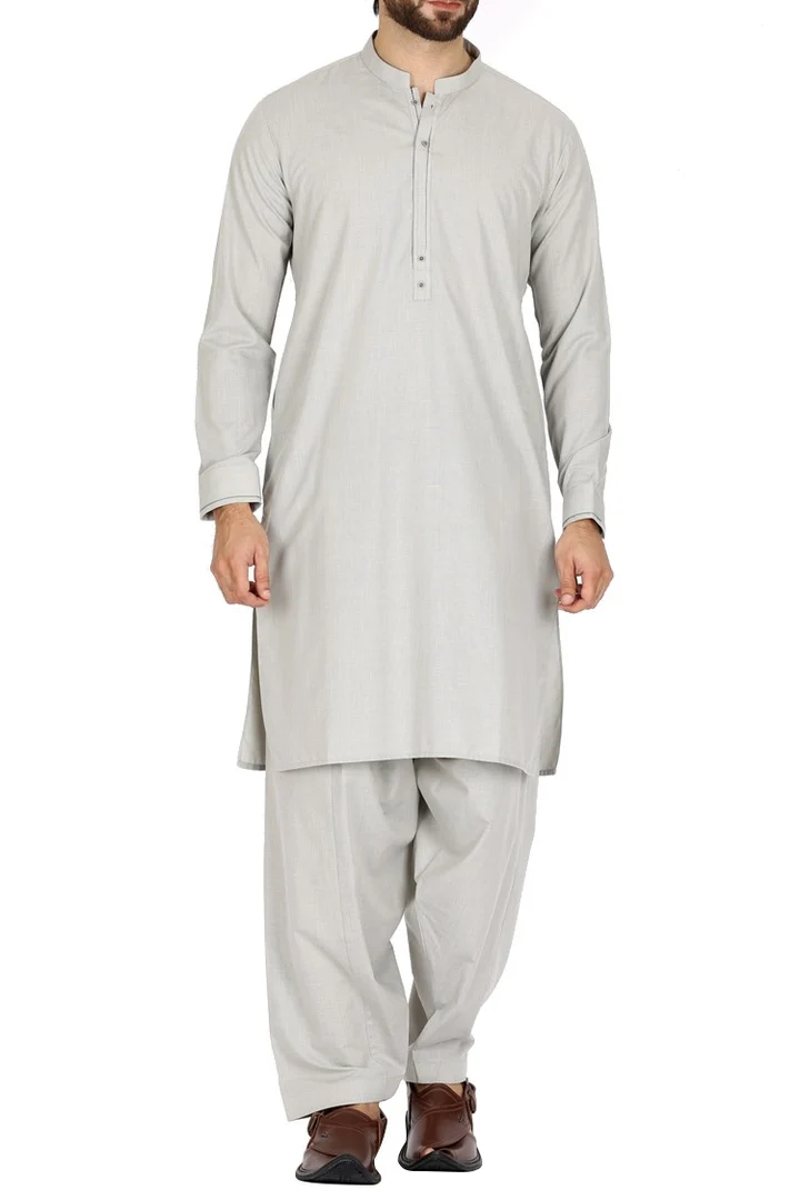 Pakistani Shalwar Kameez Men Light Grey M2751 | Mastorat