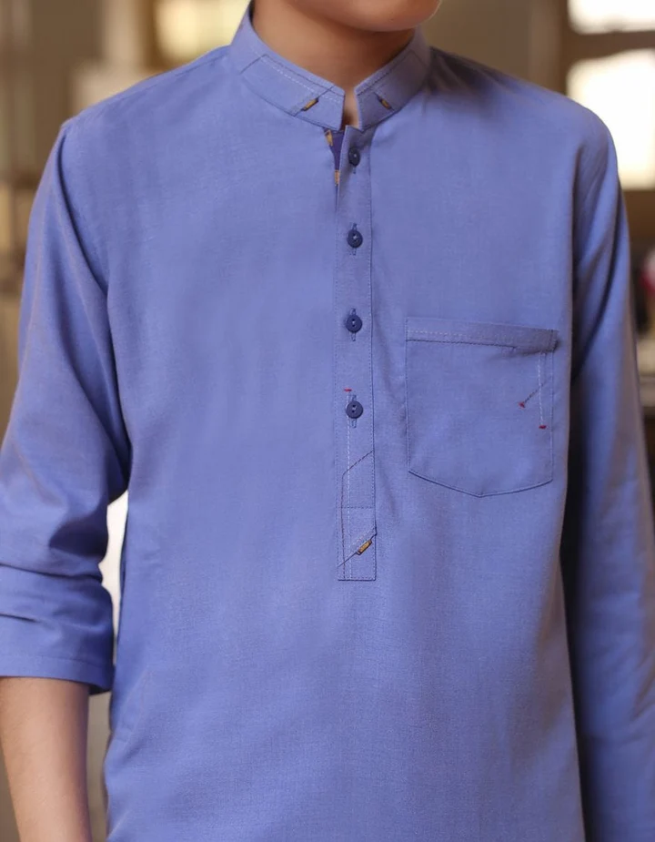 Blue Pakistani Boys Dress with Applique Design | Mastorat
