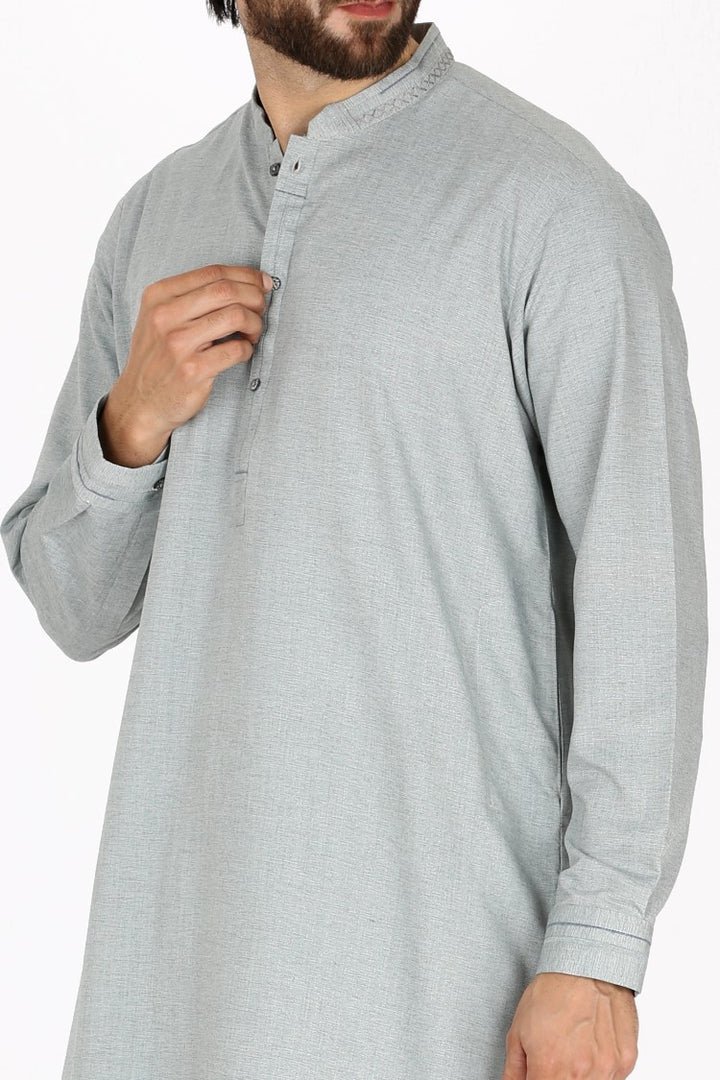 Pakistani Men’s Light Grey Kameez Shalwar M2759 | Mastorat