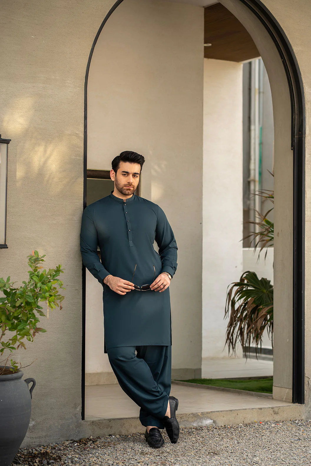 Mastorat Teal Blue Embroidered Kameez Shalwar C-10201