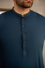 Mastorat Teal Blue Embroidered Kameez Shalwar C-10201