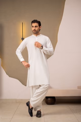 White Embroidered Kameez Shalwar for Men | Mastorat