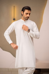 White Embroidered Kameez Shalwar for Men | Mastorat