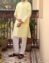 Pakistani designer boys kurta in lemon yellow color # K2306