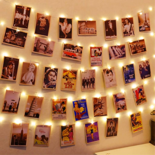 LED Clip fairy lights with 10 customized polaroid size pictures printed for you