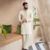 Altan Ivory Karandi Kurta with Raw Silk Pants | Mastorat