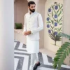 Zehab Off White Waistcoat with Raw Silk Kurta | Mastorat