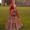 Raeni Red Bridal Lehenga Choli – Luxury Hand Embellished Pakistani Bridal Dress | Mastorat