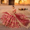 Arusa Hand Embellished Red Bridal Lehenga | Mastorat