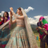 Mahro Aqua Zardozi Embellished Bridal Lehnga | Mastorat