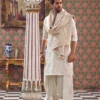Ramih – Hand Embellished Karandi Shirt & Shawl | Mastorat
