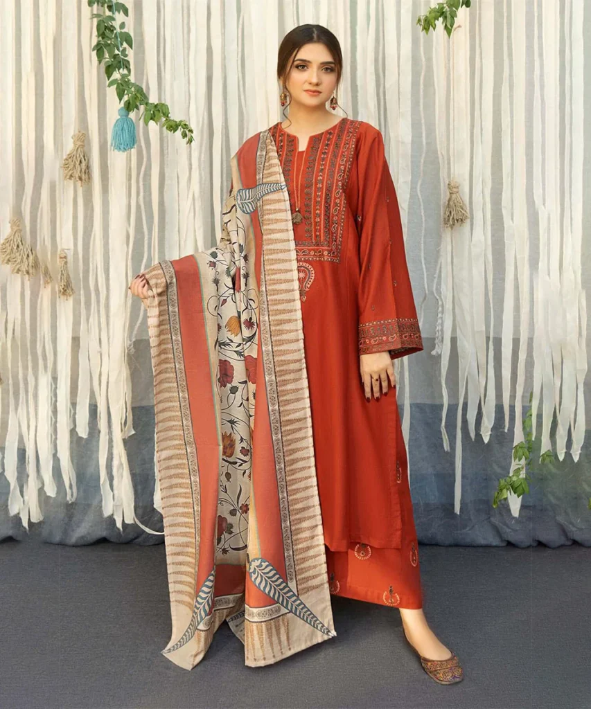 Mastorat Lawn 3PC Embroidered Suit with Jacquard Dupatta