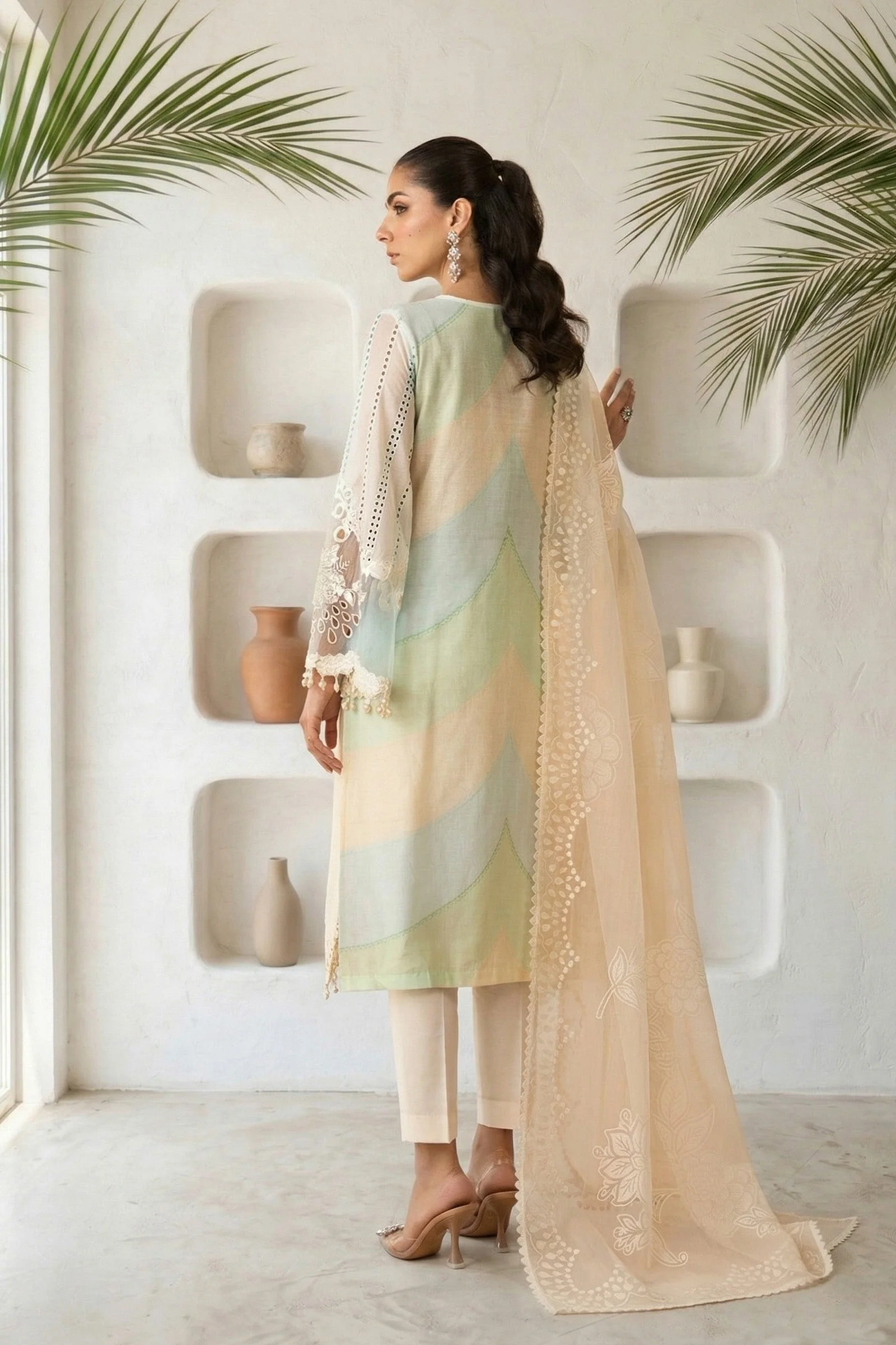 Mastorat Lawn 3PC Chikankari Suit with Silk Dupatta