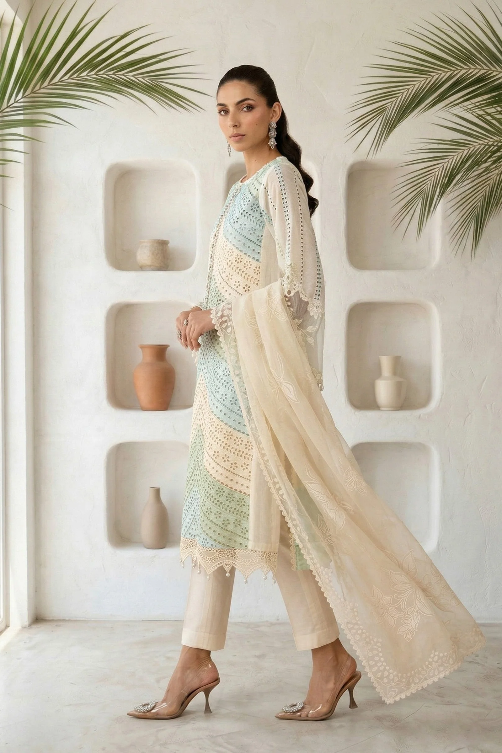 Mastorat Lawn 3PC Chikankari Suit with Silk Dupatta