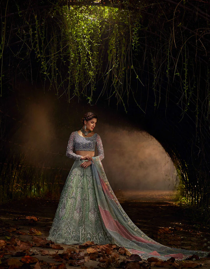 Rozani Organza Bridal Lehenga Choli with Dupatta | Mastorat