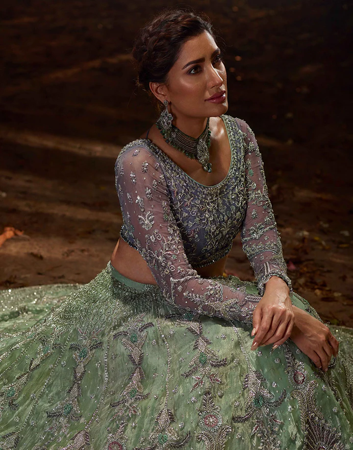 Rozani Organza Bridal Lehenga Choli with Dupatta | Mastorat