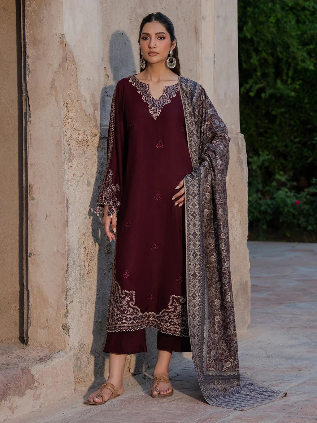 Lawn 3PC Embroidered Suit with Digital Jacquard Dupatta