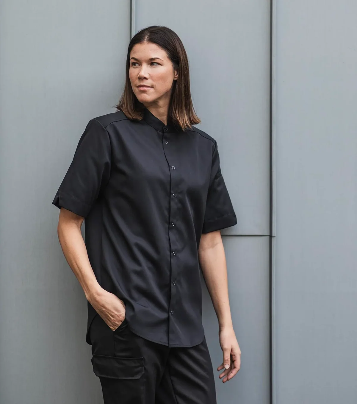 1115 Smart Unisex Black Chef Shirt | Mastorat