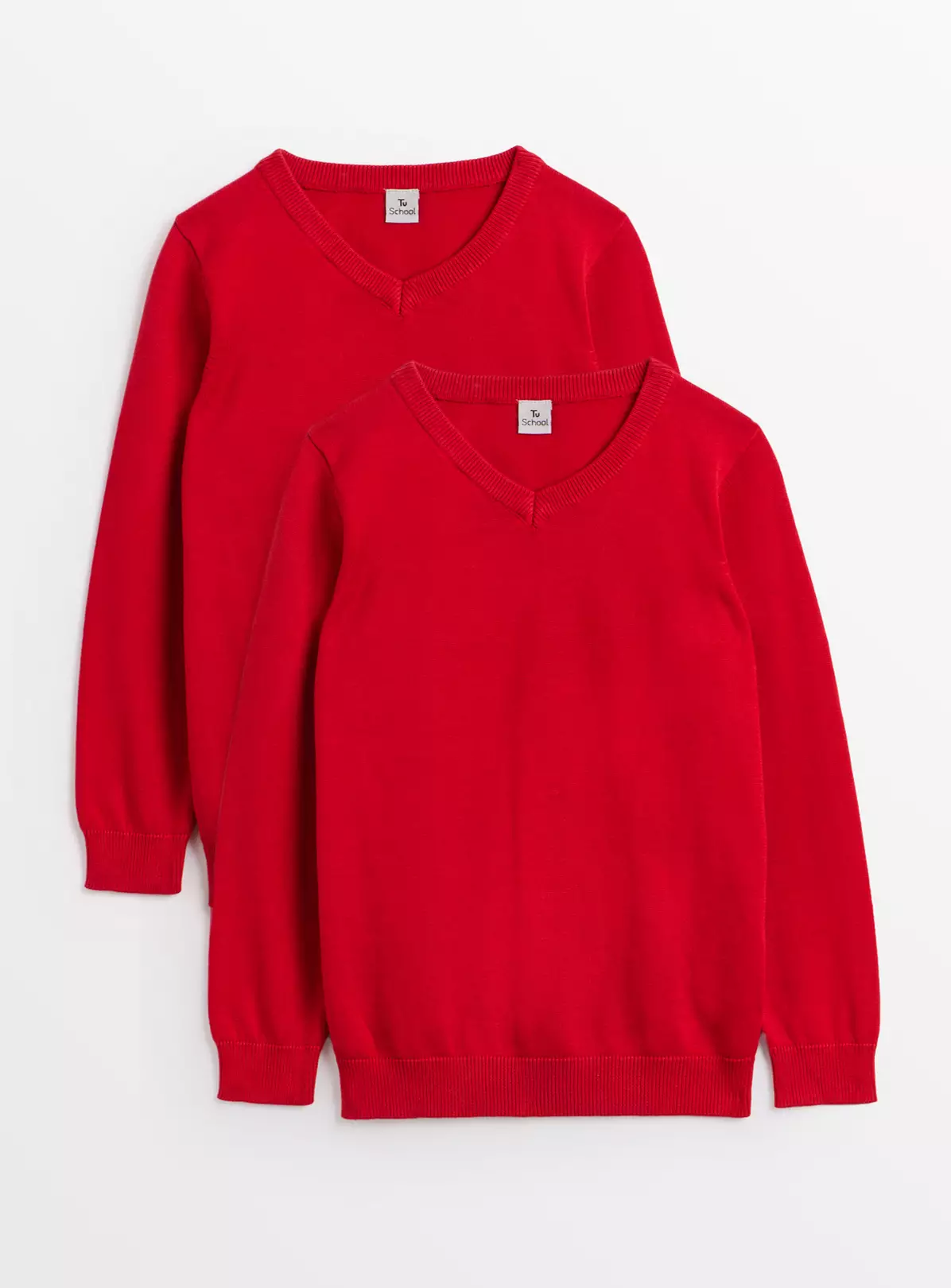 2 Pack Unisex Red V-Neck Jumpers 4 Years