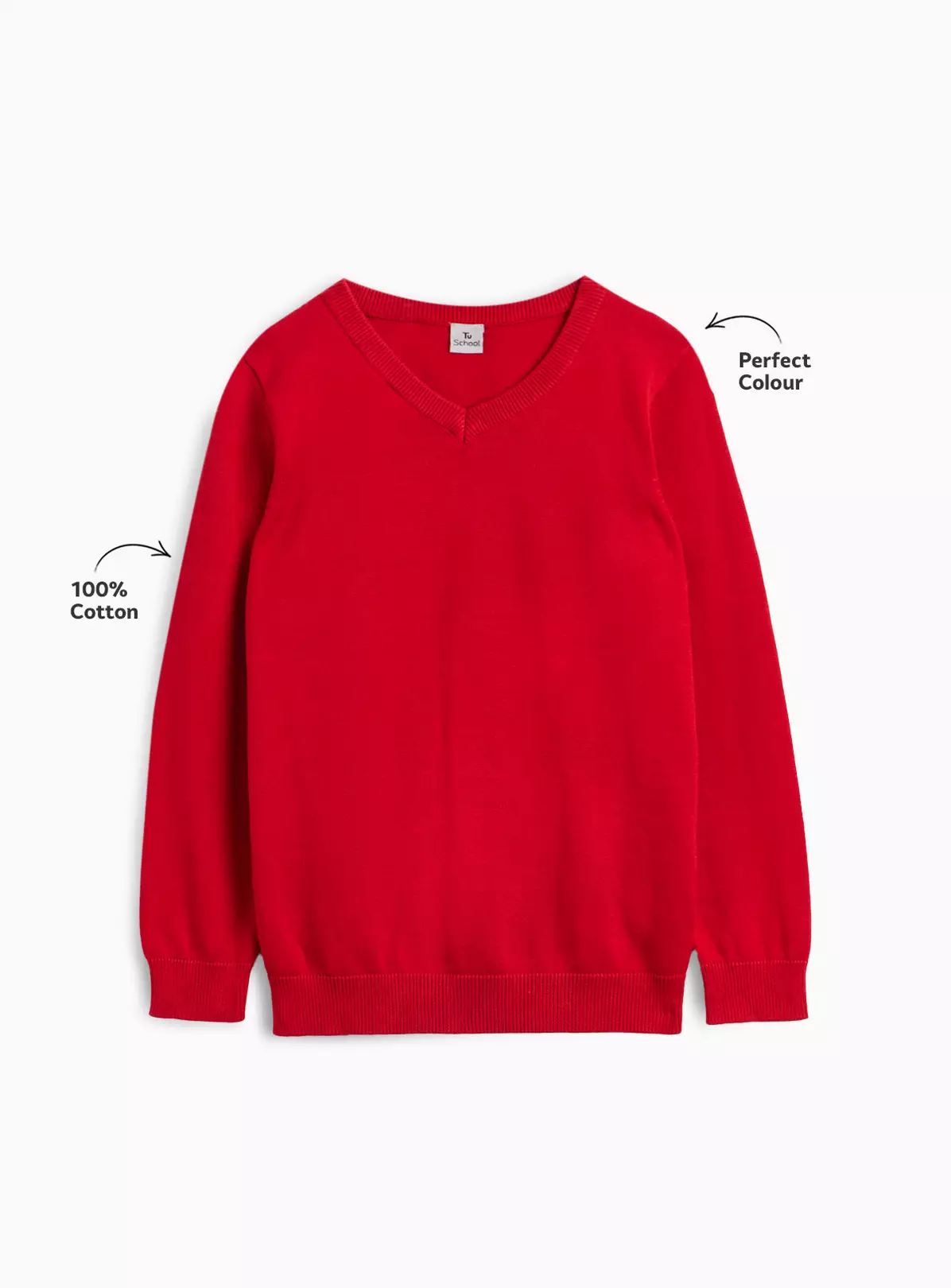 2 Pack Unisex Red V-Neck Jumpers 4 Years
